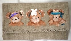 pochette lin porte chquier 3 ours