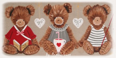 tableau pour enfant lin pour l'ours sur lin brut