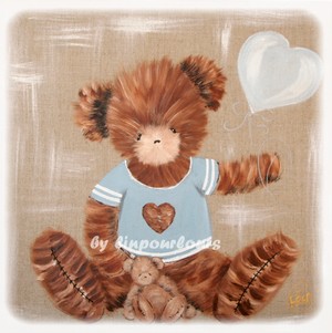 cadeau naissance tableau lin pour l'ours