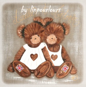 tableau ours sur lin brut pour chambre d'enfant