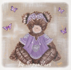 tableau enfant lin pour l'ours dcoration chambre enfant cadeau naissance