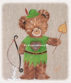 Tableau ours sur lin brut-lin pour l'ours
